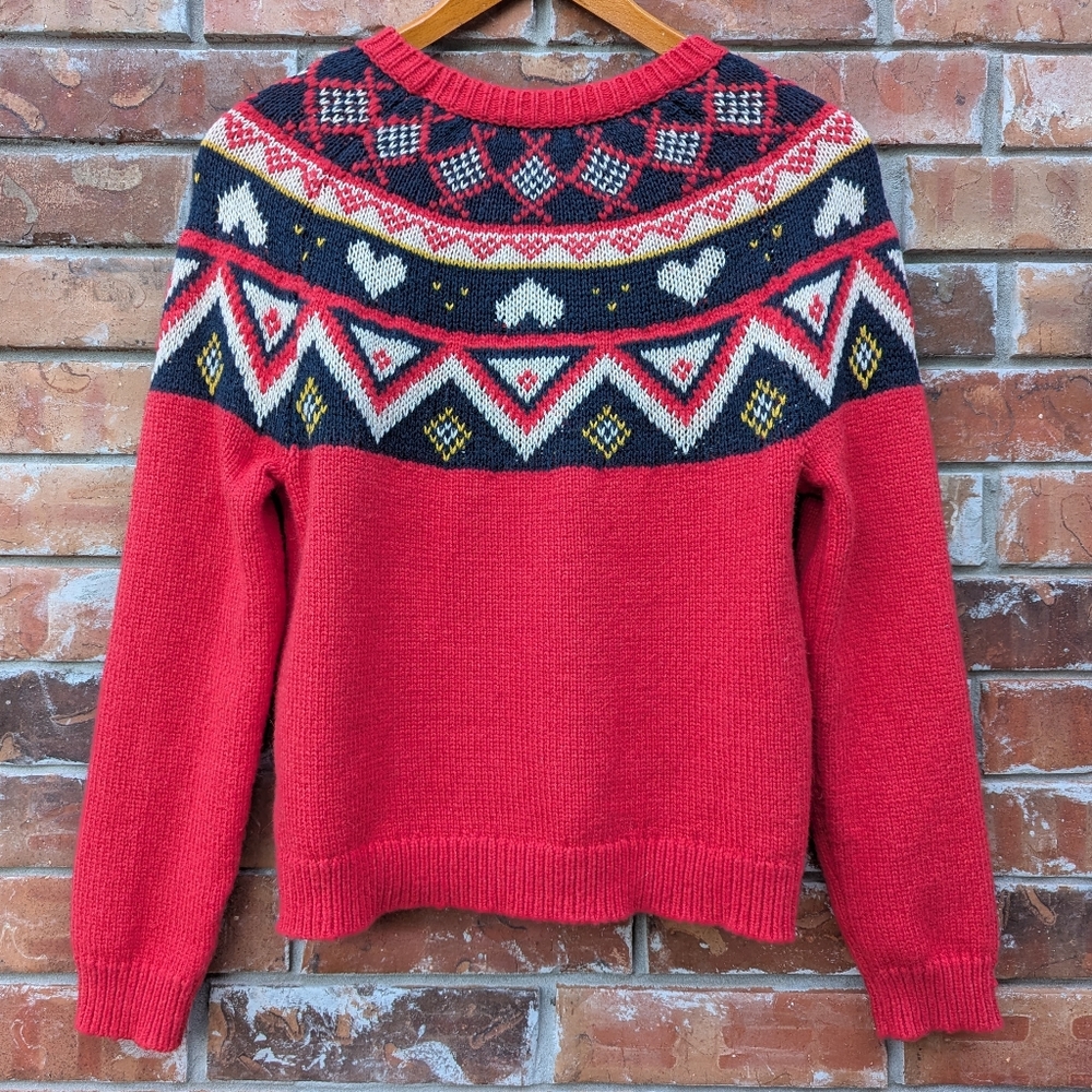 Marine Layer Archive Fair Isle Alpine Sweater Red M Wool Alpaca Blend - Picture 3 of 10